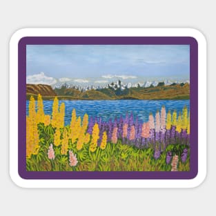 Lupines near Lake Tekapo, New Zealand Sticker